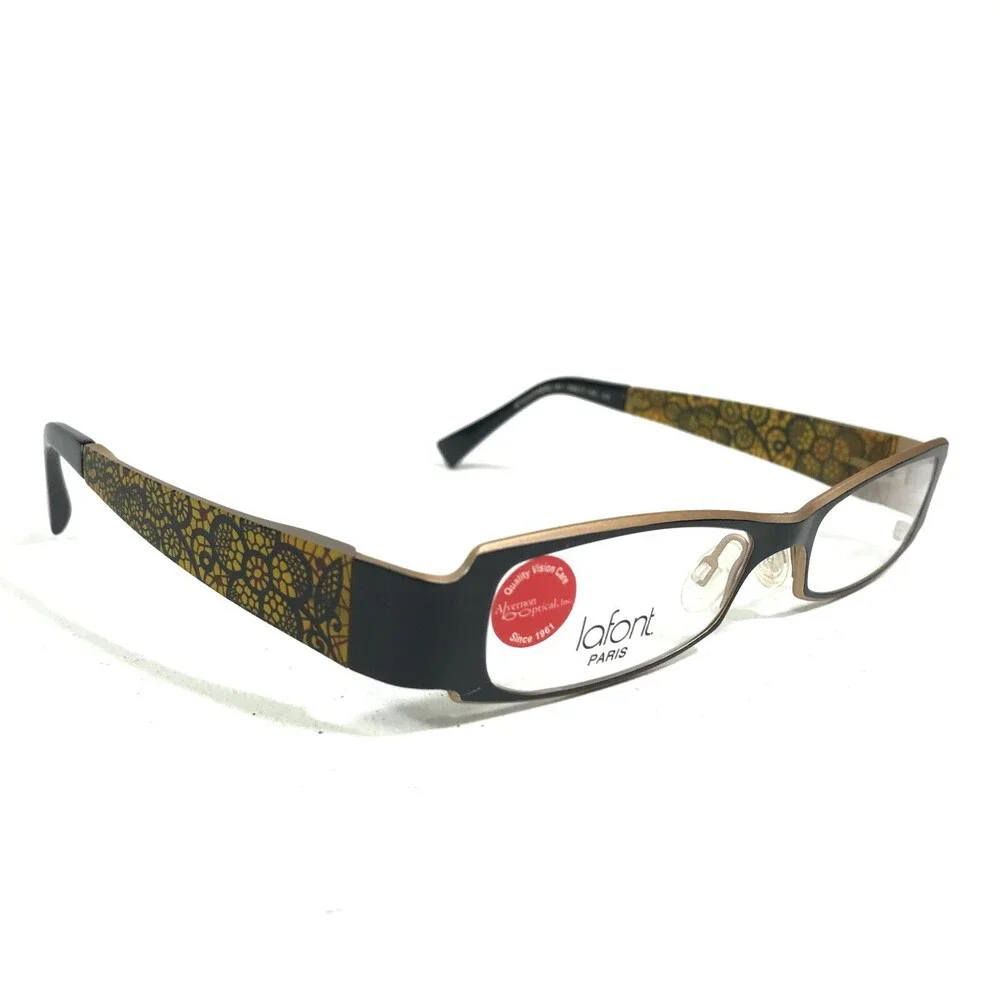 Jean Lafont Eyeglasses Frames ATMOSPHERE 181 Floral Leaves Black Gold 50-17-135